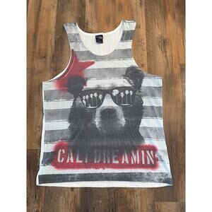 Salt Creek Cali Dreamin Bear Graphic Tank Top Men’s Beach Surf LG